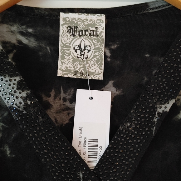 NWT Vocal Black & Grey Criss Cross Tee ~ Size Xl - Picture 10 of 10